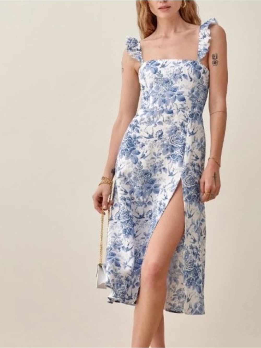Reformation Spaulding Linen Dress - Pompadour - Picture 1 of 4